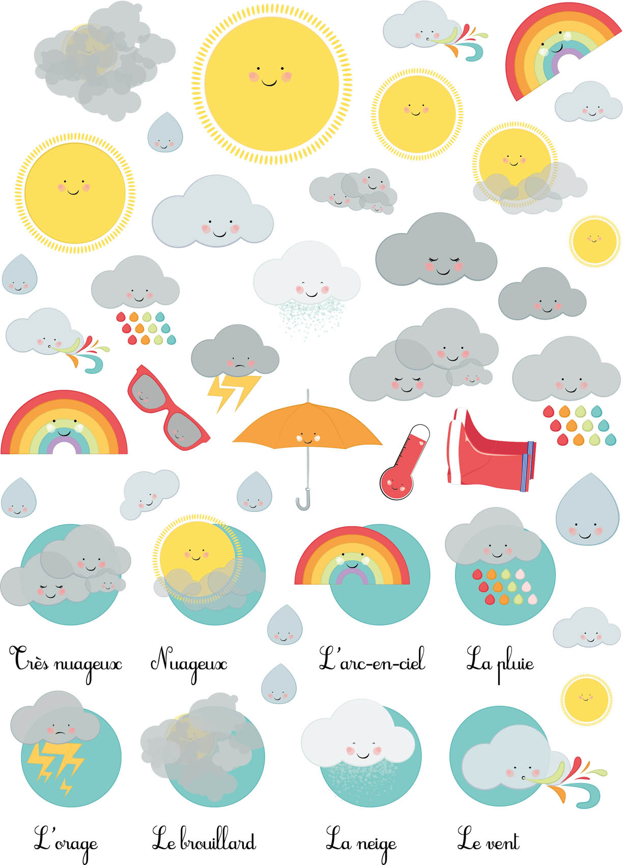 illustrations de la meteo kawai