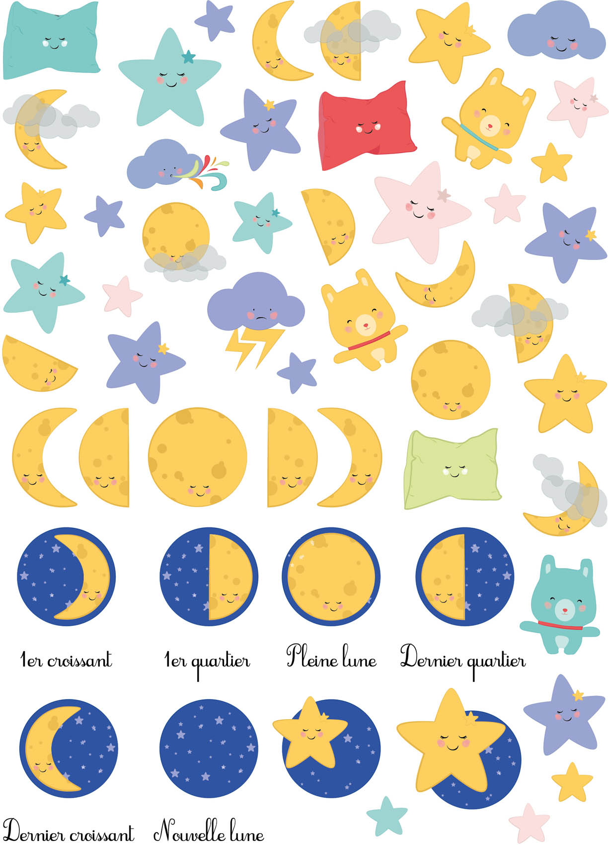 Illustrations pour apprendre les phases de la lune