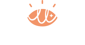 Logo oeil avec boucles et paillettes fond transparent