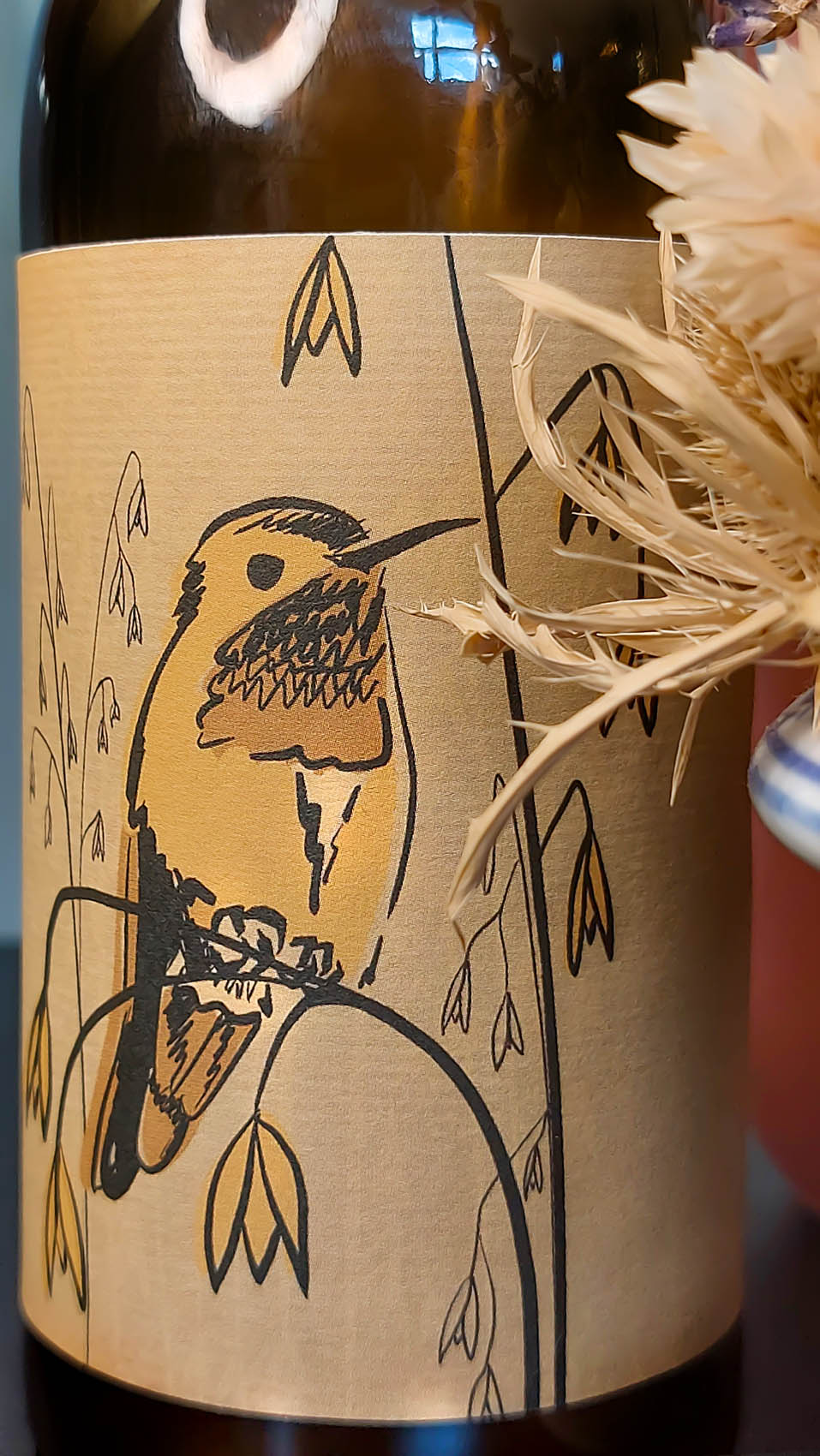 Illustration pour étiquette de bière artisanale saison avec colibri