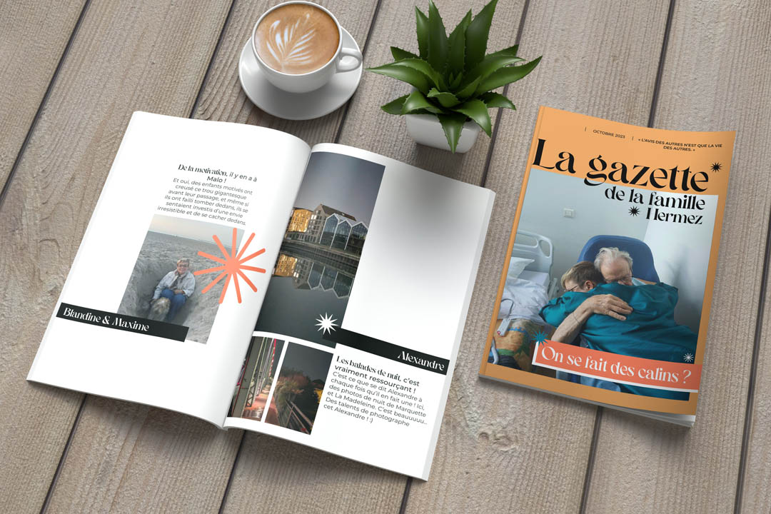 Gazette personnalisée sur mesure pour personnes âgées par une graphiste freelance française